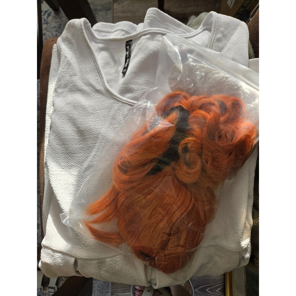 white tank skater dress & orange Wig DIY Wilma Flintstone Costume